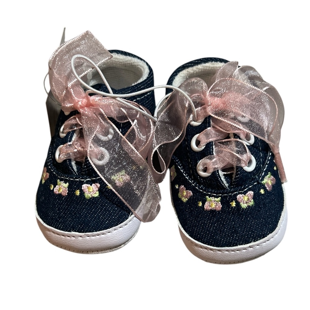 Vintage Gerber Baby Denim Crib Shoes